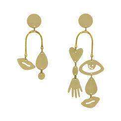 Asymmetric brass earrings by Sibilia